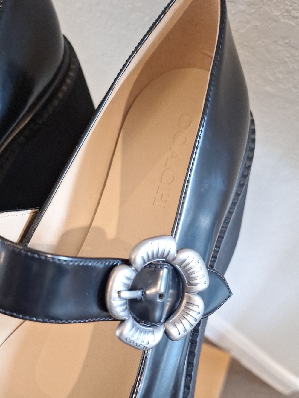 NWOB Coach Tea Rose Platform Mary Jane Shoes Black and Silver Witchy Size 10 - Picture 3 of 9